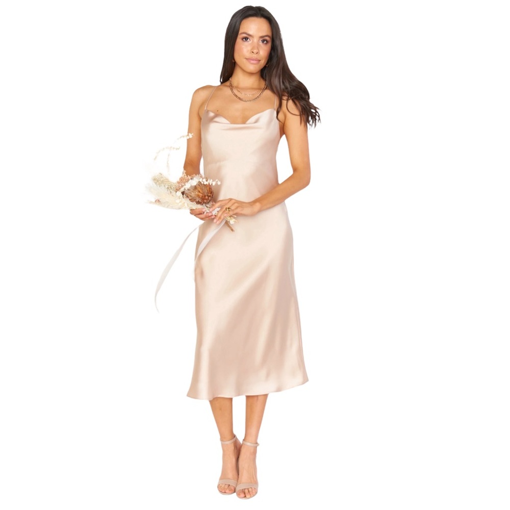 SHOW ME YOUR MUMU Verona Cowl Slip Dress In Champagne Luxe Satin Size Large